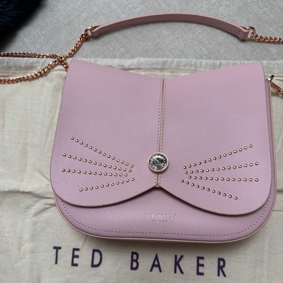 Ted Baker Chriss Leather studded Cat Crossbody bag Pink - Picture 1 of 4